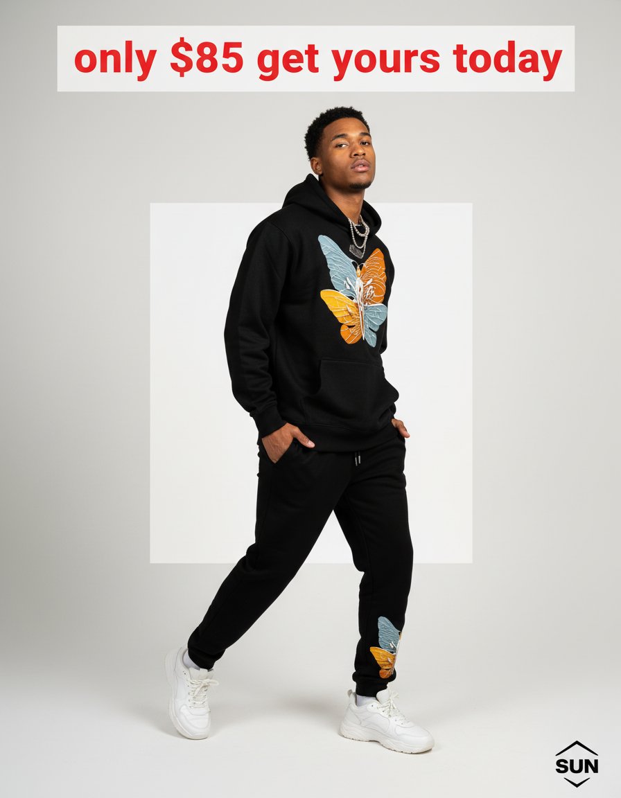 Image of Black STAY FLY STAY HUMBLE SWEAT SUIT 