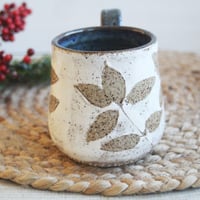 Image 3 of Pressed Leaves Nature Mug, Rustic Handcrafted Pottery Coffee Mug, Made in USA