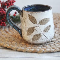 Image 1 of Pressed Leaves Nature Mug, Rustic Handcrafted Pottery Coffee Mug, Made in USA