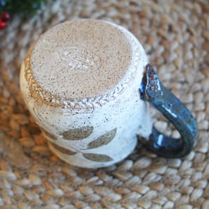 Image of Pressed Leaves Nature Mug, Rustic Handcrafted Pottery Coffee Mug, Made in USA