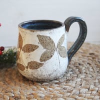 Image 6 of Pressed Leaves Nature Mug, Rustic Handcrafted Pottery Coffee Mug, Made in USA