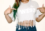 Image of Ladies Grey and White Fringed Crop Top