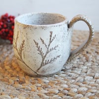Image 2 of Nature Mug, 15 oz. Handcrafted with Pressed Cedar Evergreen Leaves, Made in USA