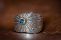 Image 1 of 'sidelight' - Recycled silver and 9ct ring with Topaz, sapphire, diamond and ruby
