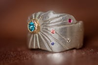 Image 3 of 'sidelight' - Recycled silver and 9ct ring with Topaz, sapphire, diamond and ruby