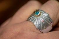 Image 2 of 'sidelight' - Recycled silver and 9ct ring with Topaz, sapphire, diamond and ruby