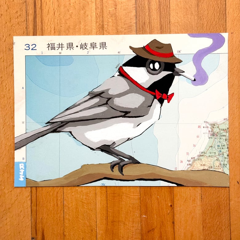 Image of Smoking Chickadee / unframed original painting