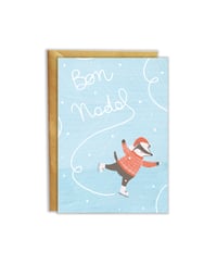 Image 2 of Tarjeta de Navidad con tejón patinando