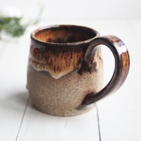 Image 4 of Raw Stoneware Pottery Mug, Rustic Brown, 10 Ounce Handmade, Made in USA