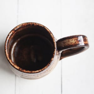 Image of Raw Stoneware Pottery Mug, Rustic Brown, 10 Ounce Handmade, Made in USA