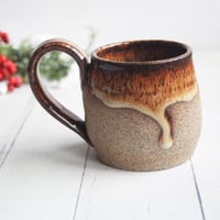 Image 1 of Raw Stoneware Pottery Mug, Rustic Brown, 10 Ounce Handmade, Made in USA