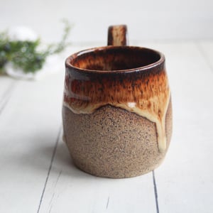 Image of Raw Stoneware Pottery Mug, Rustic Brown, 10 Ounce Handmade, Made in USA
