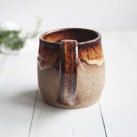 Image 7 of Raw Stoneware Pottery Mug, Rustic Brown, 10 Ounce Handmade, Made in USA