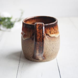 Image of Raw Stoneware Pottery Mug, Rustic Brown, 10 Ounce Handmade, Made in USA