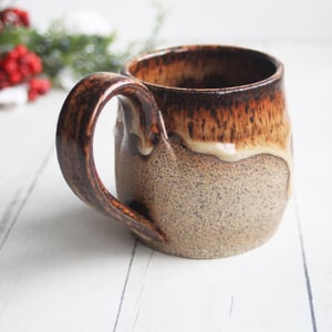Image of Raw Stoneware Pottery Mug, Rustic Brown, 10 Ounce Handmade, Made in USA