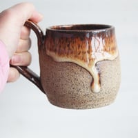 Image 8 of Raw Stoneware Pottery Mug, Rustic Brown, 10 Ounce Handmade, Made in USA