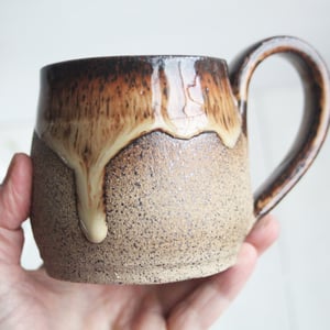 Image of Raw Stoneware Pottery Mug, Rustic Brown, 10 Ounce Handmade, Made in USA