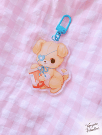 Image 3 of Sickly Sweet Pill Puppy Keychain | Retro Kitsch Oddity Art on Acrylic Charm Accessory