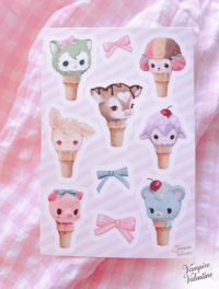 Image 2 of Melty Misfits Stickers | Pastel Goth Kitsch Strange Animal Art on Matte Vinyl Sheets