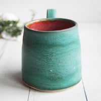 Image 3 of Rustic Mug in Matte Copper Green and Red Glazes, 12 Ounce, Made in USA
