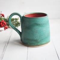 Image 2 of Rustic Mug in Matte Copper Green and Red Glazes, 12 Ounce, Made in USA