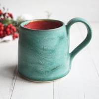 Image 1 of Rustic Mug in Matte Copper Green and Red Glazes, 12 Ounce, Made in USA