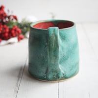 Image 7 of Rustic Mug in Matte Copper Green and Red Glazes, 12 Ounce, Made in USA