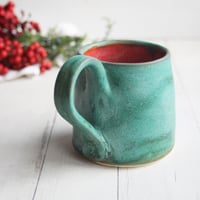 Image 8 of Rustic Mug in Matte Copper Green and Red Glazes, 12 Ounce, Made in USA