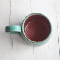Image 9 of Rustic Mug in Matte Copper Green and Red Glazes, 12 Ounce, Made in USA
