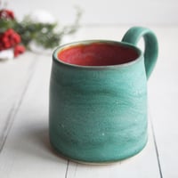 Image 4 of Rustic Mug in Matte Copper Green and Red Glazes, 12 Ounce, Made in USA