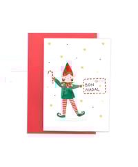 Image 2 of Tarjeta de Navidad ilustrada - Elfo