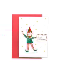 Image 1 of Tarjeta de Navidad ilustrada - Elfo