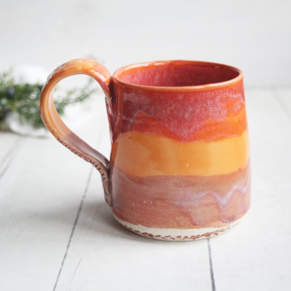 Image of Orange Ombre Handmade Pottery Mug, 10 Ounce, Made in USA