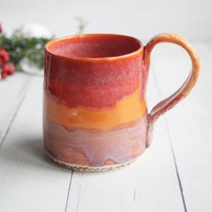 Image of Orange Ombre Handmade Pottery Mug, 10 Ounce, Made in USA