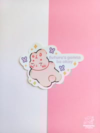 Image 1 of Adesivo Coniglio con Farfalle e Frase Motivazionale