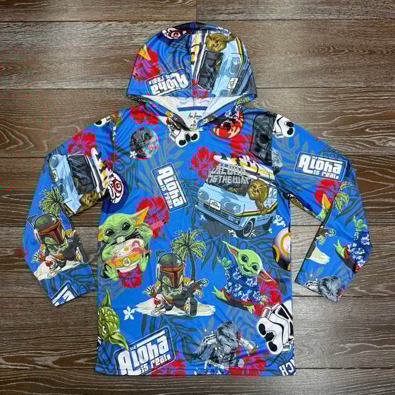 Image of ALOHA IS REAL SW MENS DRI FIT HOODIE BLU