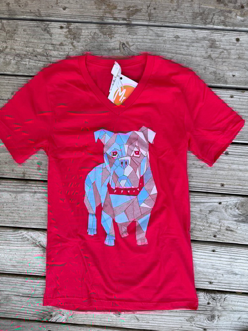 Image of Adult V Neck Mosaic Bulldawg 