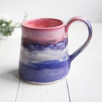 Image 1 of Gorgeous Red, Orange and Pink, Purple and White Glazed Pottery Mug, Handmade in USA