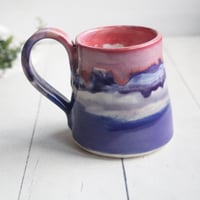 Image 2 of Gorgeous Red, Orange and Pink, Purple and White Glazed Pottery Mug, Handmade in USA