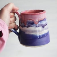 Image 3 of Gorgeous Red, Orange and Pink, Purple and White Glazed Pottery Mug, Handmade in USA