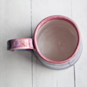 Image of Gorgeous Red, Orange and Pink, Purple and White Glazed Pottery Mug, Handmade in USA