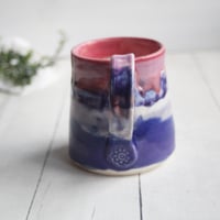 Image 4 of Gorgeous Red, Orange and Pink, Purple and White Glazed Pottery Mug, Handmade in USA