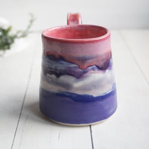 Image of Gorgeous Red, Orange and Pink, Purple and White Glazed Pottery Mug, Handmade in USA