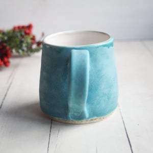Image of Rustic Mug in Matte Turquoise and White Glazes, 12 Ounce, Made in USA