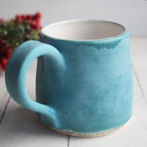 Image of Rustic Mug in Matte Turquoise and White Glazes, 12 Ounce, Made in USA
