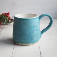 Image 2 of Rustic Mug in Matte Turquoise and White Glazes, 12 Ounce, Made in USA