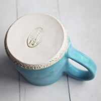 Image 10 of Rustic Mug in Matte Turquoise and White Glazes, 12 Ounce, Made in USA