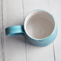 Image 9 of Rustic Mug in Matte Turquoise and White Glazes, 12 Ounce, Made in USA