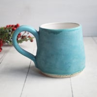 Image 1 of Rustic Mug in Matte Turquoise and White Glazes, 12 Ounce, Made in USA