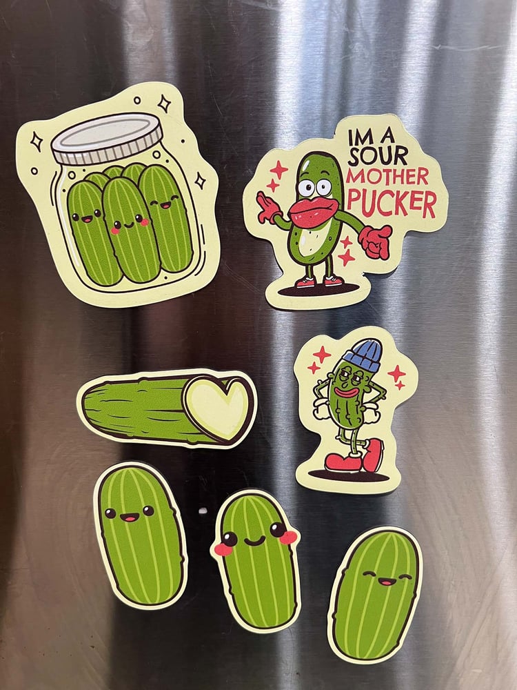 Image of Pickle Pack Sticker or Magnet - 7 Pickle Character Bundle